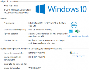 Resumo da configuração