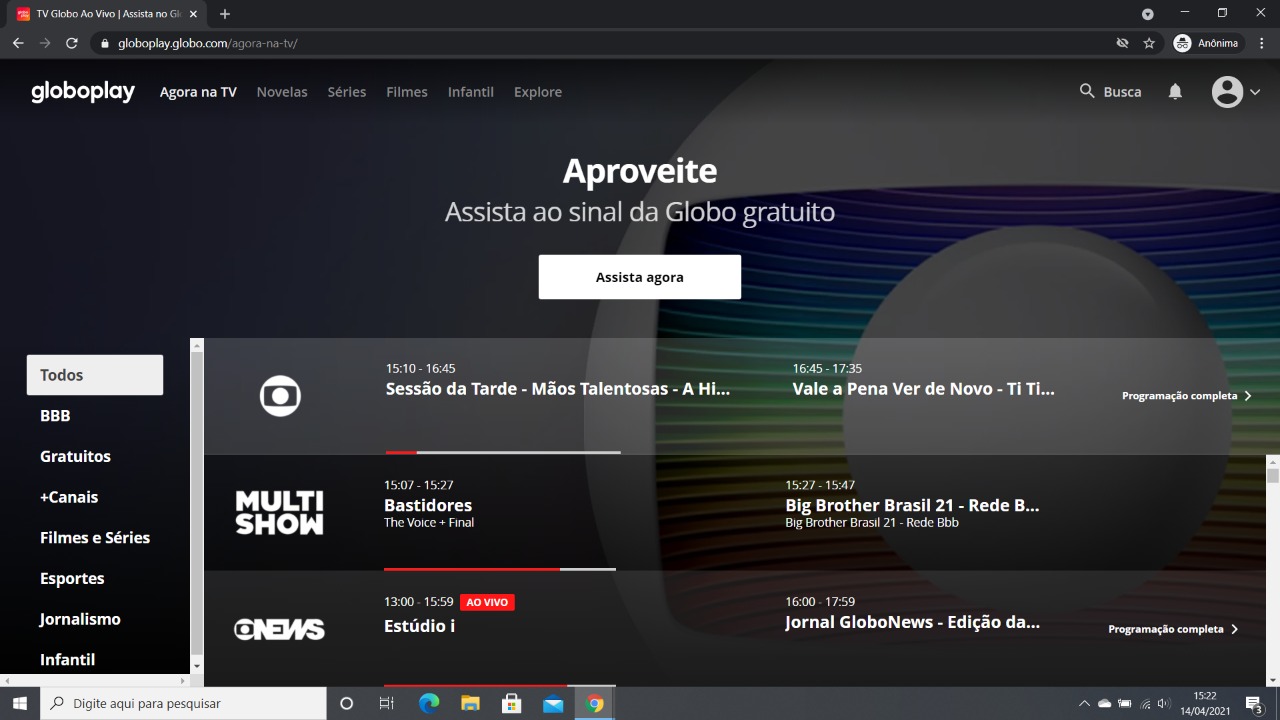 Como assistir à programação da Globo ao vivo de graça pelo PC e celular