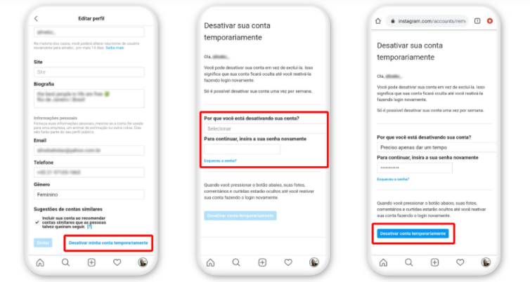 como desativar o Instagram