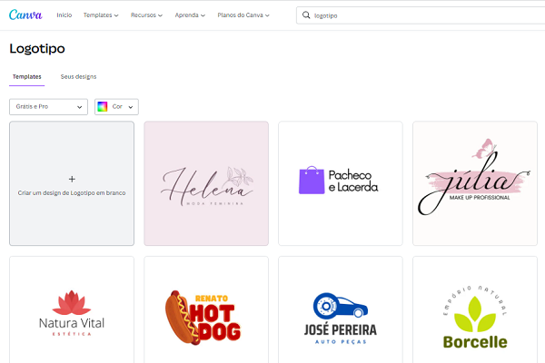 Fazer um logótipo online, criar logos - Canva