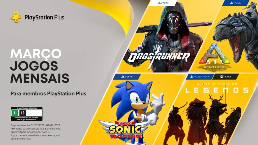 PS Plus de março tem Sonic e mais três jogos; veja lista