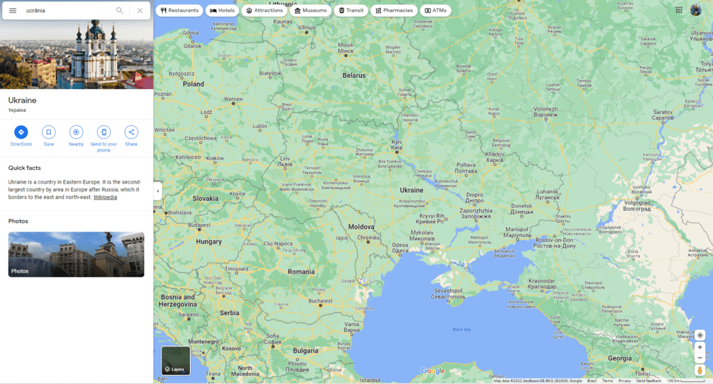 Google Maps Ucrânia 