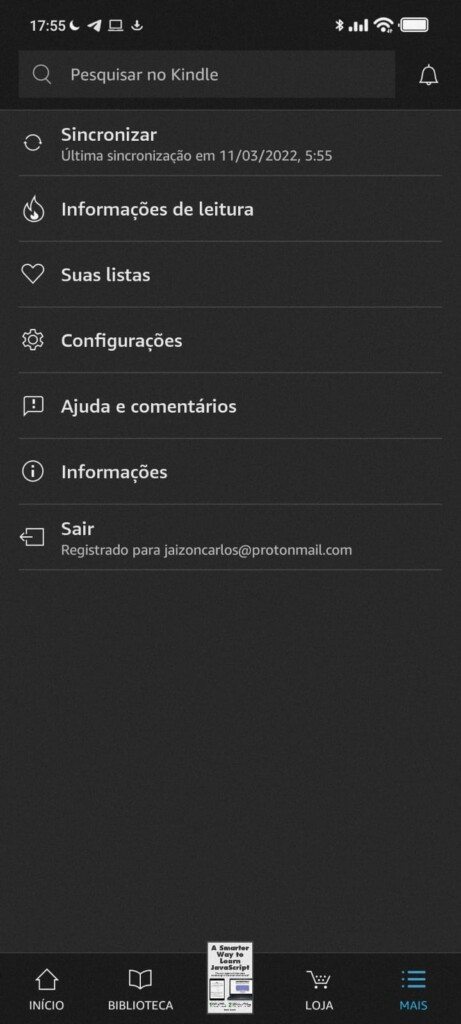 Configurações do Kindle 