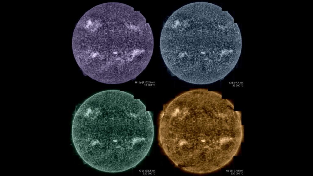 Imagem de captura de espectros diversos do Sol (Imagem: ESA-NASA-Solar Orbiter-EUI/Divulgação)