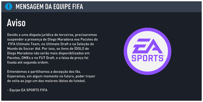 Maradona foi removido do FIFA 22 