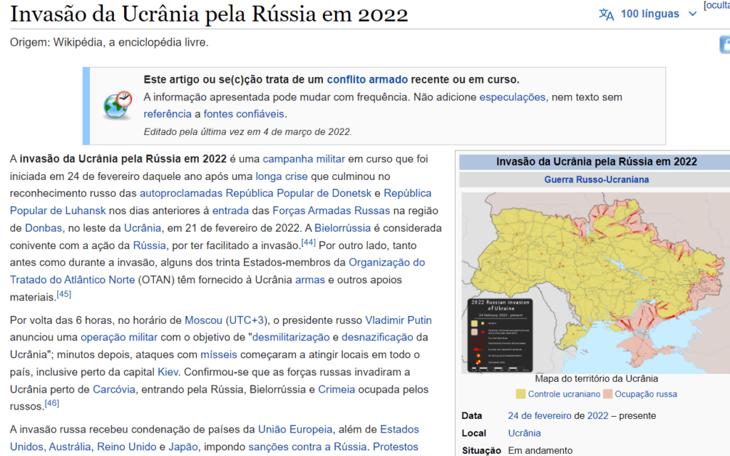 Wikipédia reage à ameaça da Rússia e diz que não apagará informações