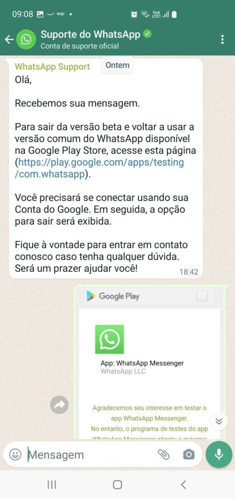 Contato da Bit Magazine ao suporte do WhatsApp