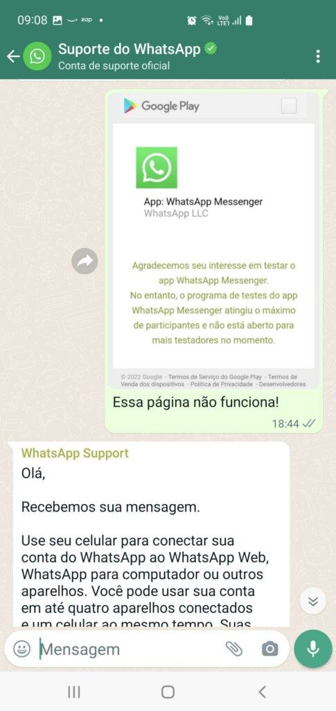 Contato da Bit Magazine ao suporte do WhatsApp