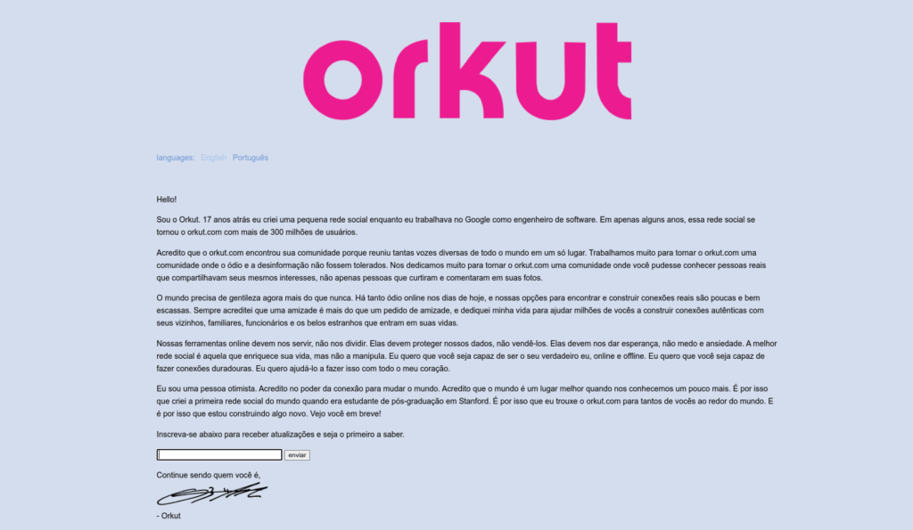 Orkut vai voltar