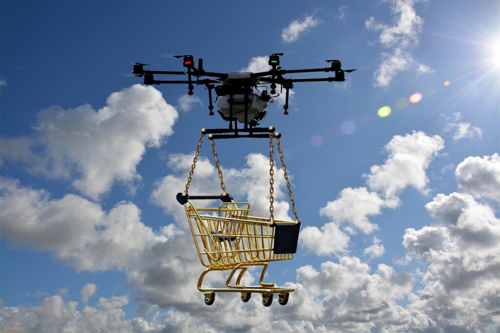 Drone fazendo entrega