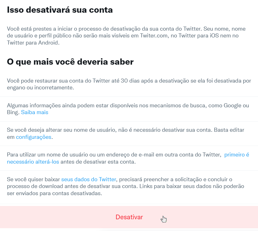 Twitter desativar 