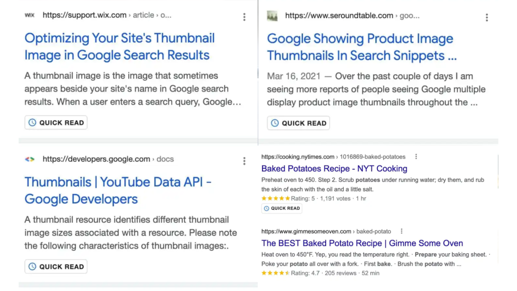 O "Quick Read" foi visualizado na Busca do Google em diversos dispositivos 