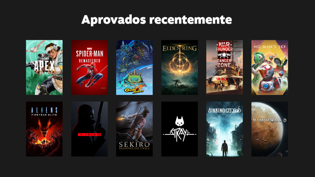 Página de aprovados recentemente no Steam Deck