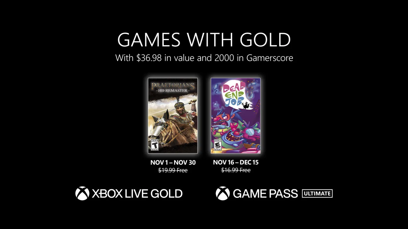 Confira os novos jogos chegando no Xbox Live Gold de novembro