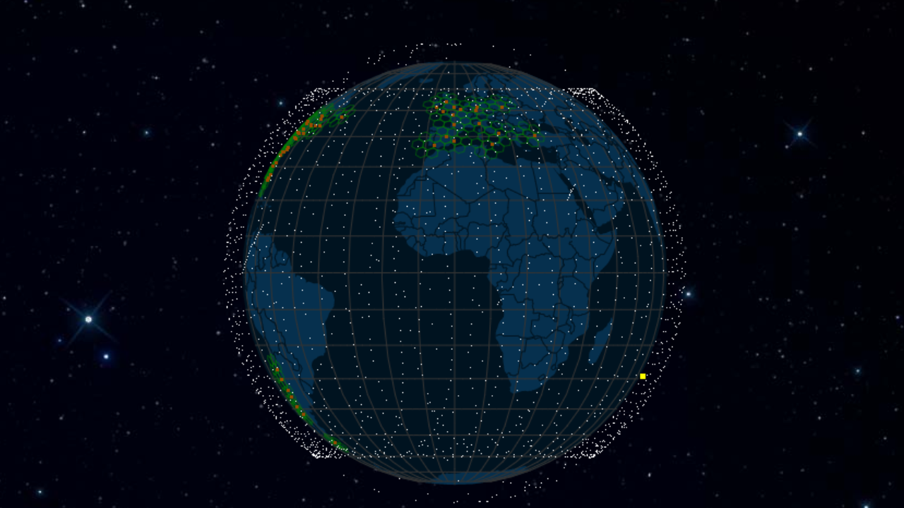 Mapa de cobertura de satélites Starlink. Imagem: Divulgação/satellitemap.space