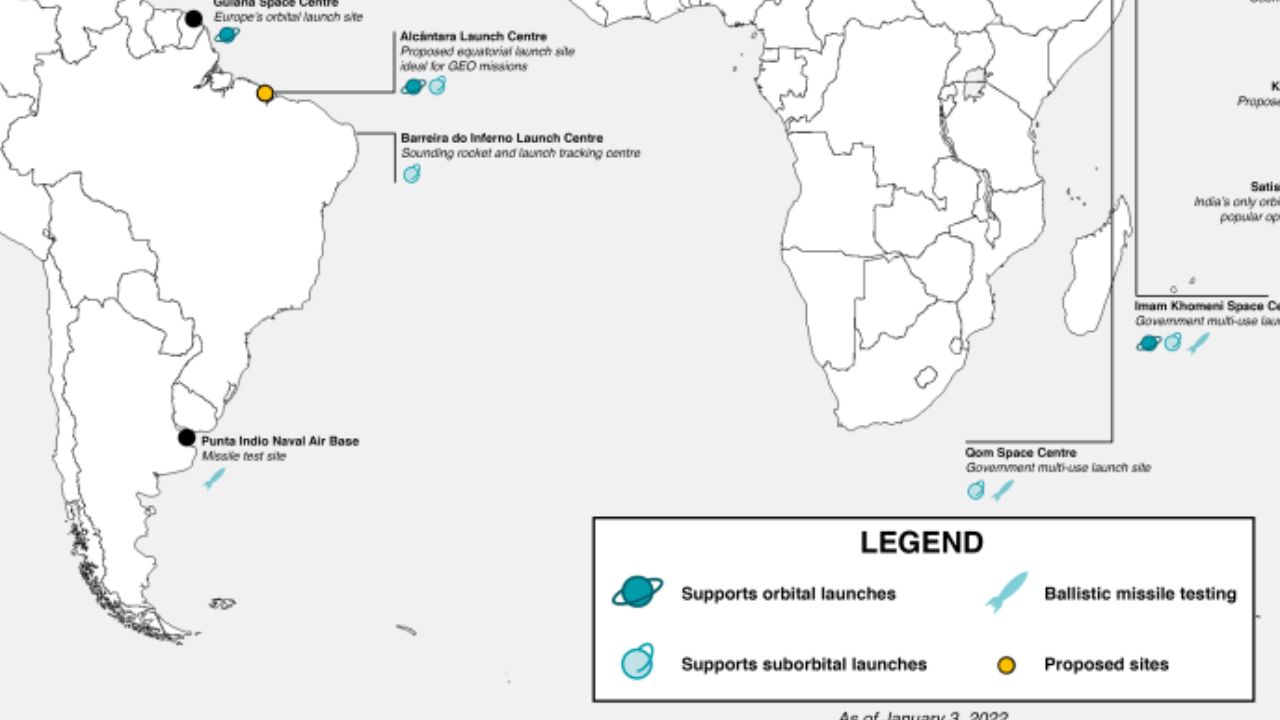 localização das bases de lançamento brasileiras (Imagem: Divulgaçã/BryceTech)