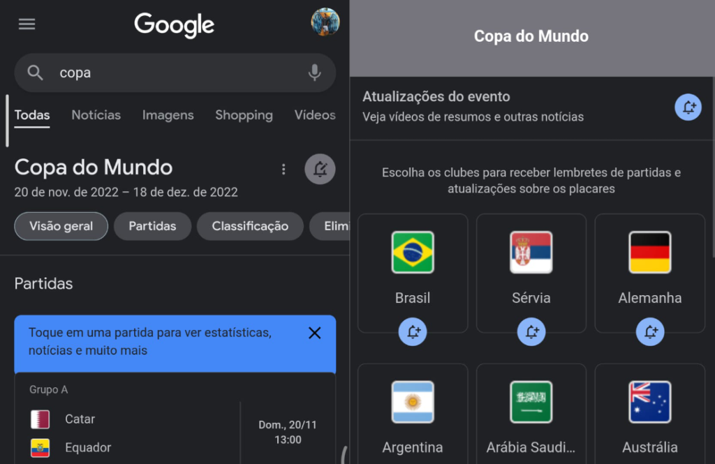 Google lança recursos para acompanhar a Copa do mundo futebol 2022 -  Inforchannel