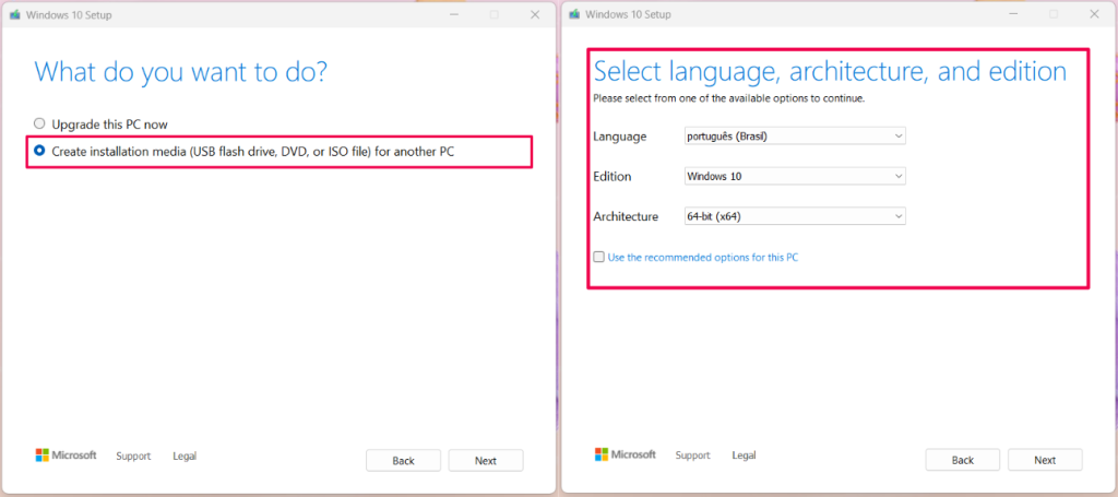 configurando a ISO