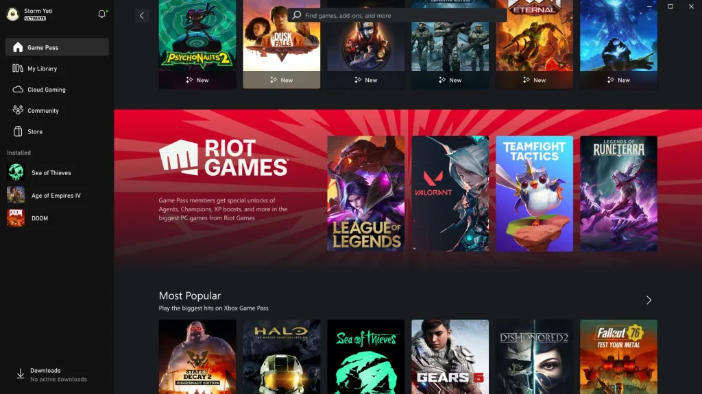 jogos da riot no aplicativo xbox no pc