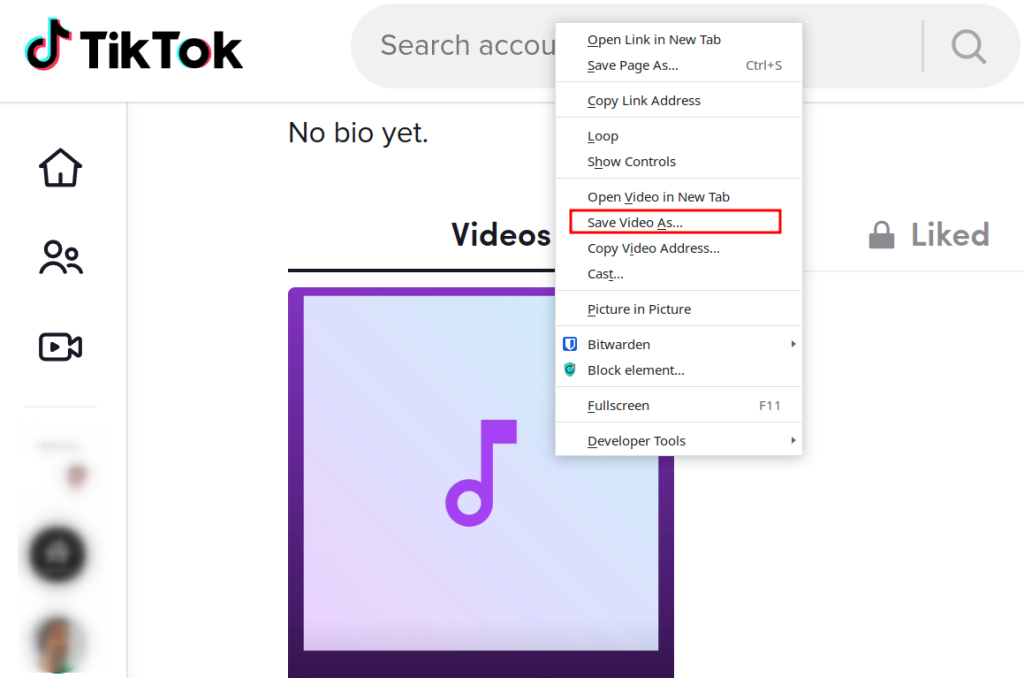 salvar vídeo do tiktok no computador