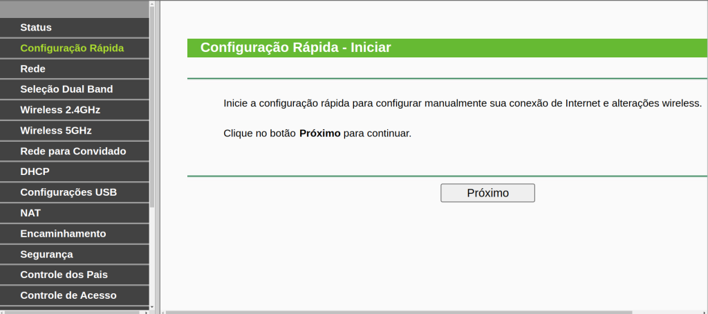 painel de administrador do tp-link