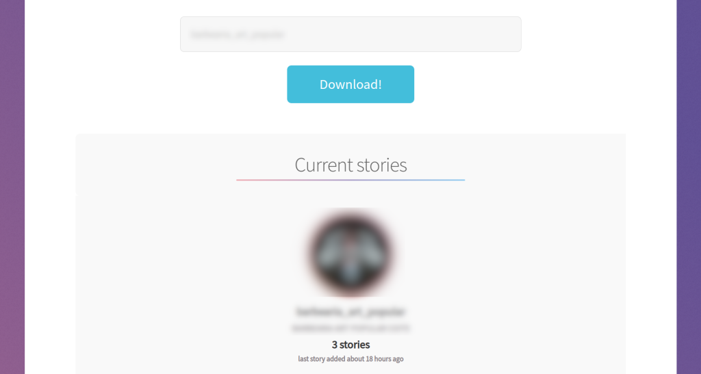 pesquisando os stories de um perfil - Imagem: Reprodução / StorySaver