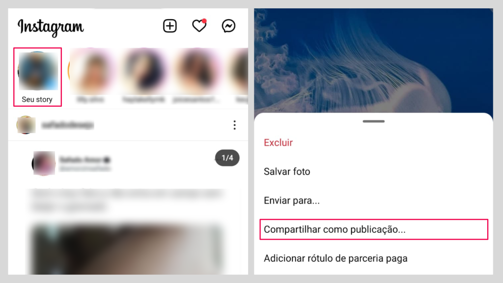 compartilhar stories como publicação