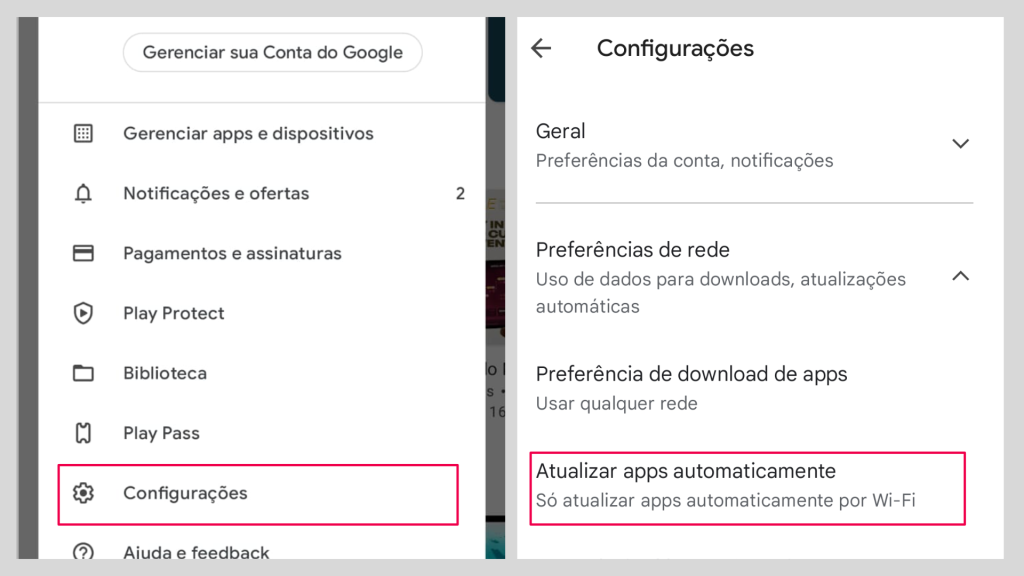 ativando atualização automática de aplicativos na Play Store Imagem: Hugo Cruz / Bit