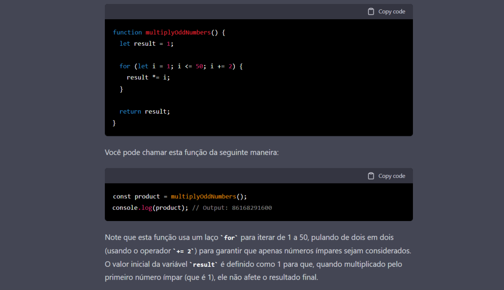 Inteligência artificial criando códigos de programação