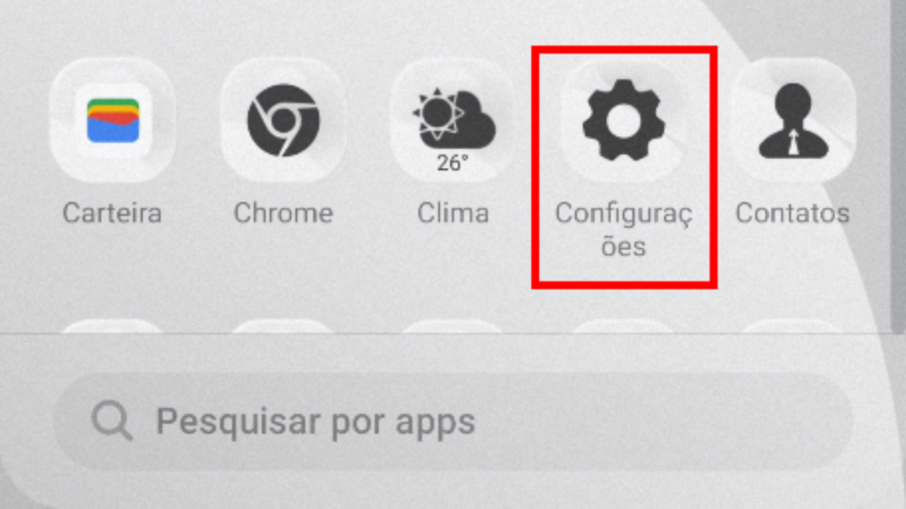 abrindo as configurações do celular