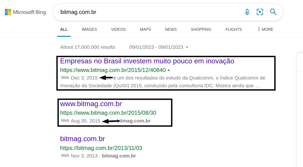 pesquisando sites antigos que não existem mais no bing 2