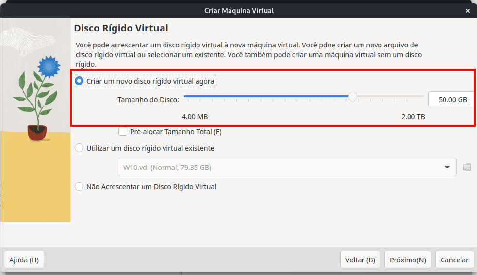 criando HDD virtual