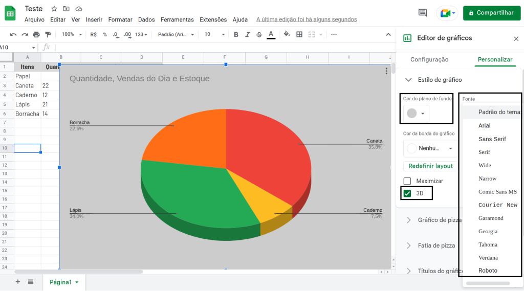 outras configuraçẽos visuais