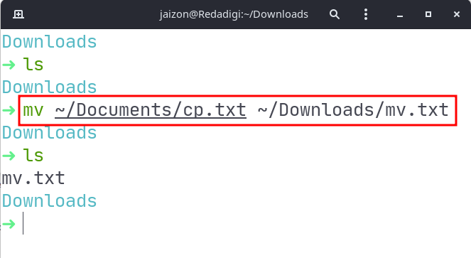 comando para mover e renomear arquivo no linux