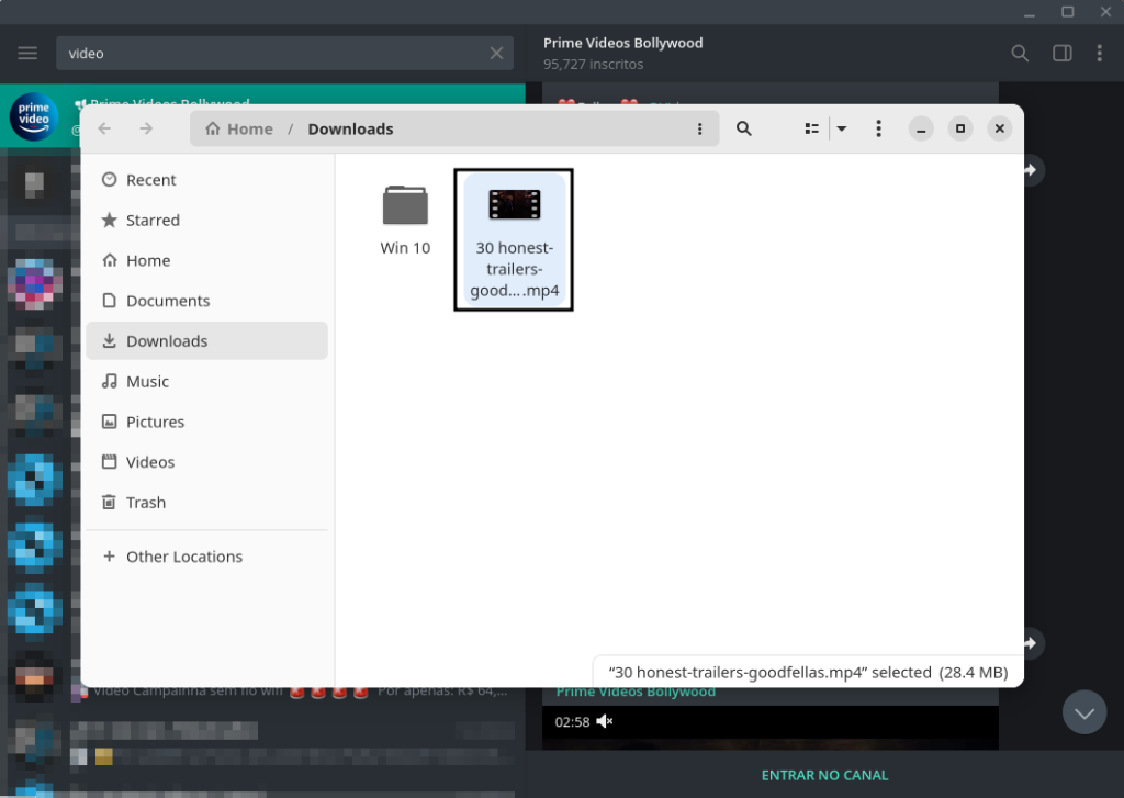 video do telegram salvo no pc