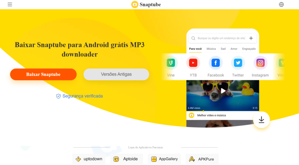 Baixar Snaptube para Android grátis MP3 downloader