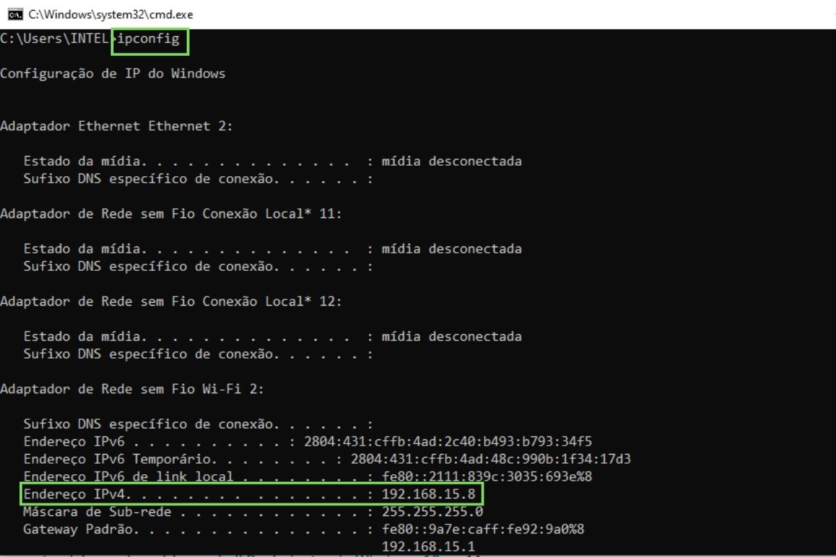 Descubra o seu IP pelo Prompt