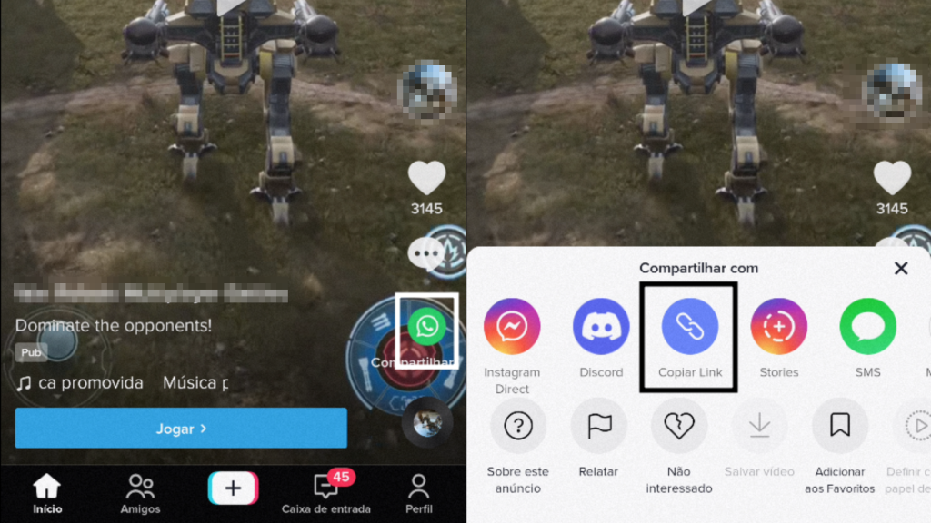 pegar link de video no smartphone