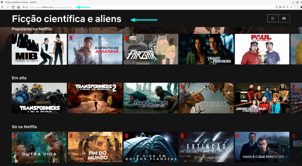 Código secreto para a categoria Ficção científica e aliens - Imagem: Jaizon Carlos / Reprodução / Netflix