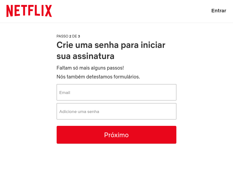 email e senha