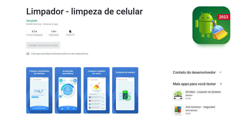 Limpador - limpeza de celular aplicativos para limpar a memória do celular