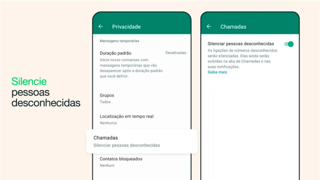 Rejeitar ligação de desconhecidos WhatsApp