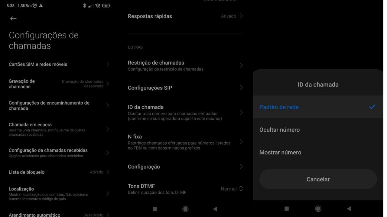 ligar restrito vivo no android