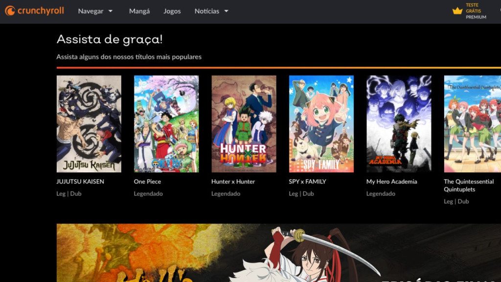 assistir anime grátis online Crunchyroll