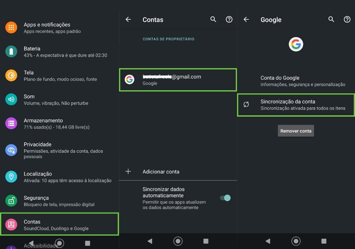 Reprodução da tela do aparelho Android