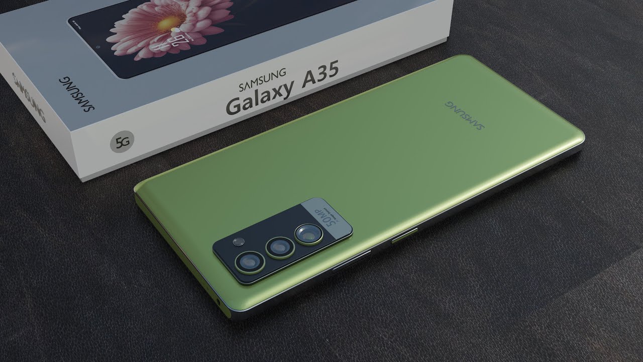 Celular Samsung Galacy A35 2024 exposto em uma bancada