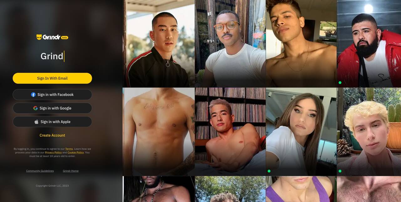 Página principal do aplicativo Grindr, um dos melhores para relacionamento LGBT