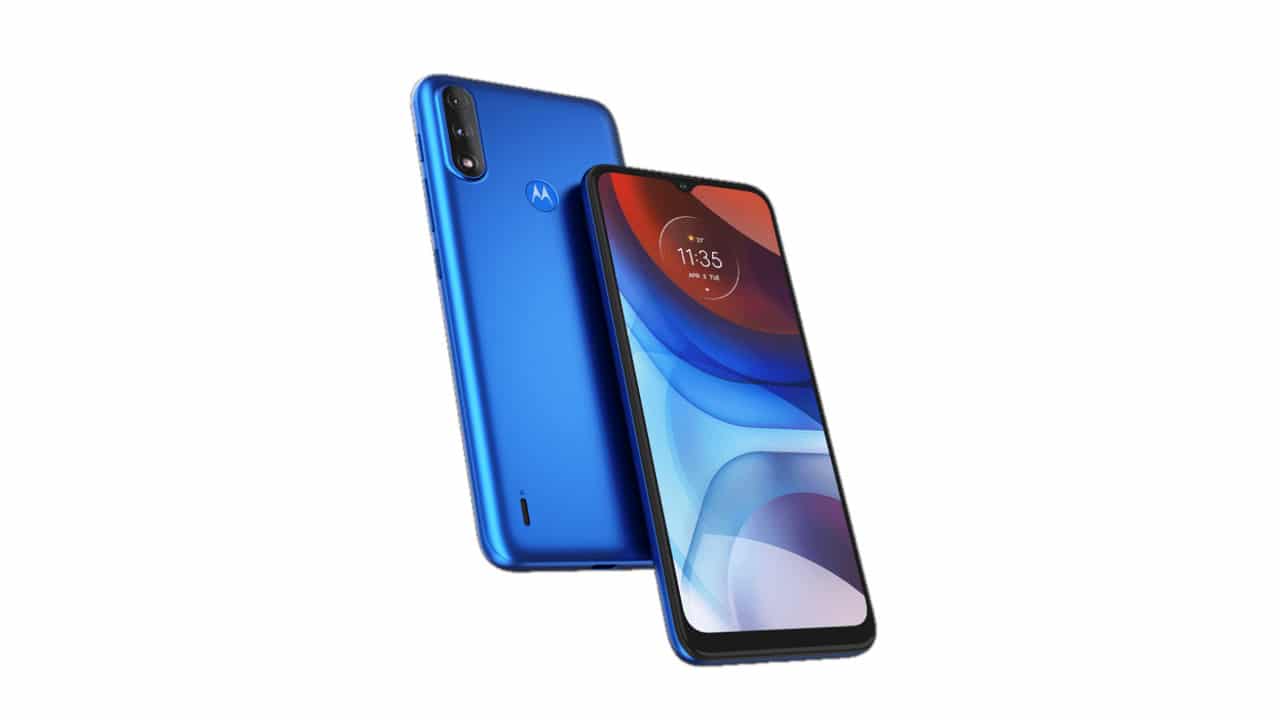 Motorola E7 Power tela, na cor azul