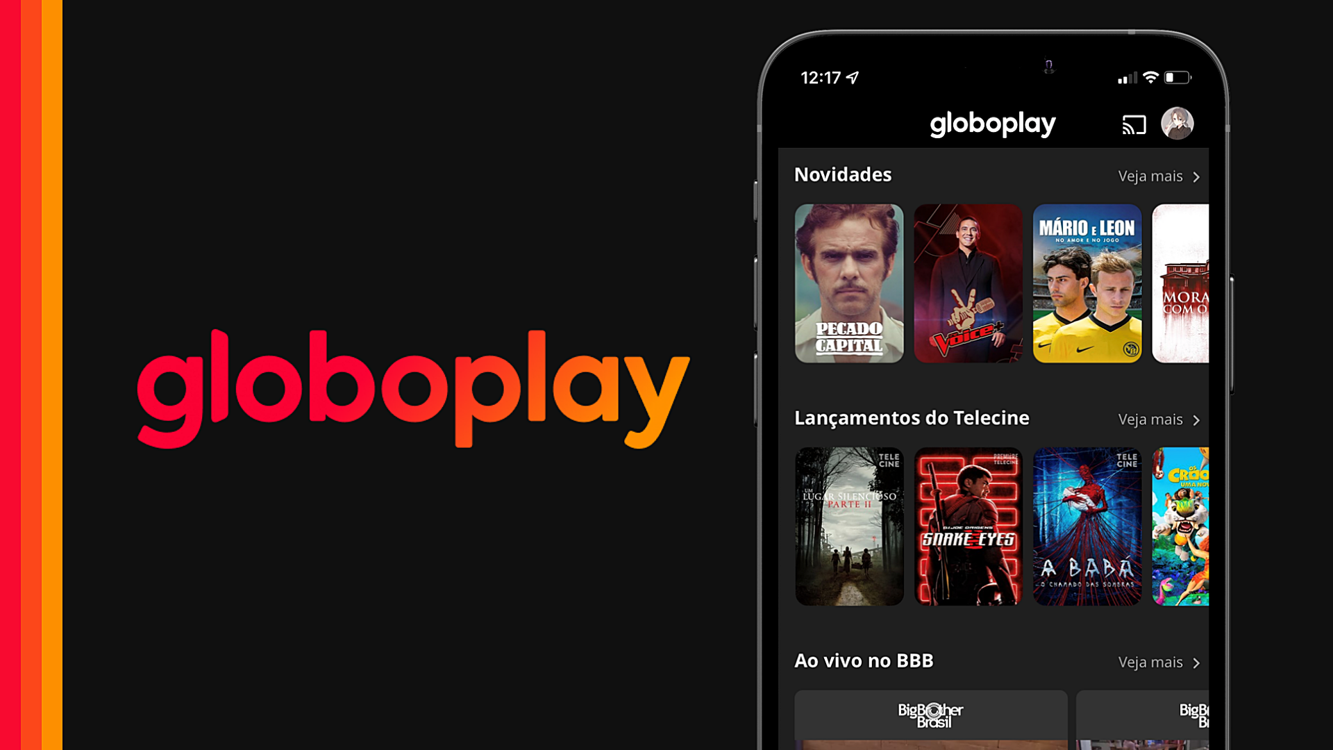 Interface do aplicativo Globoplay