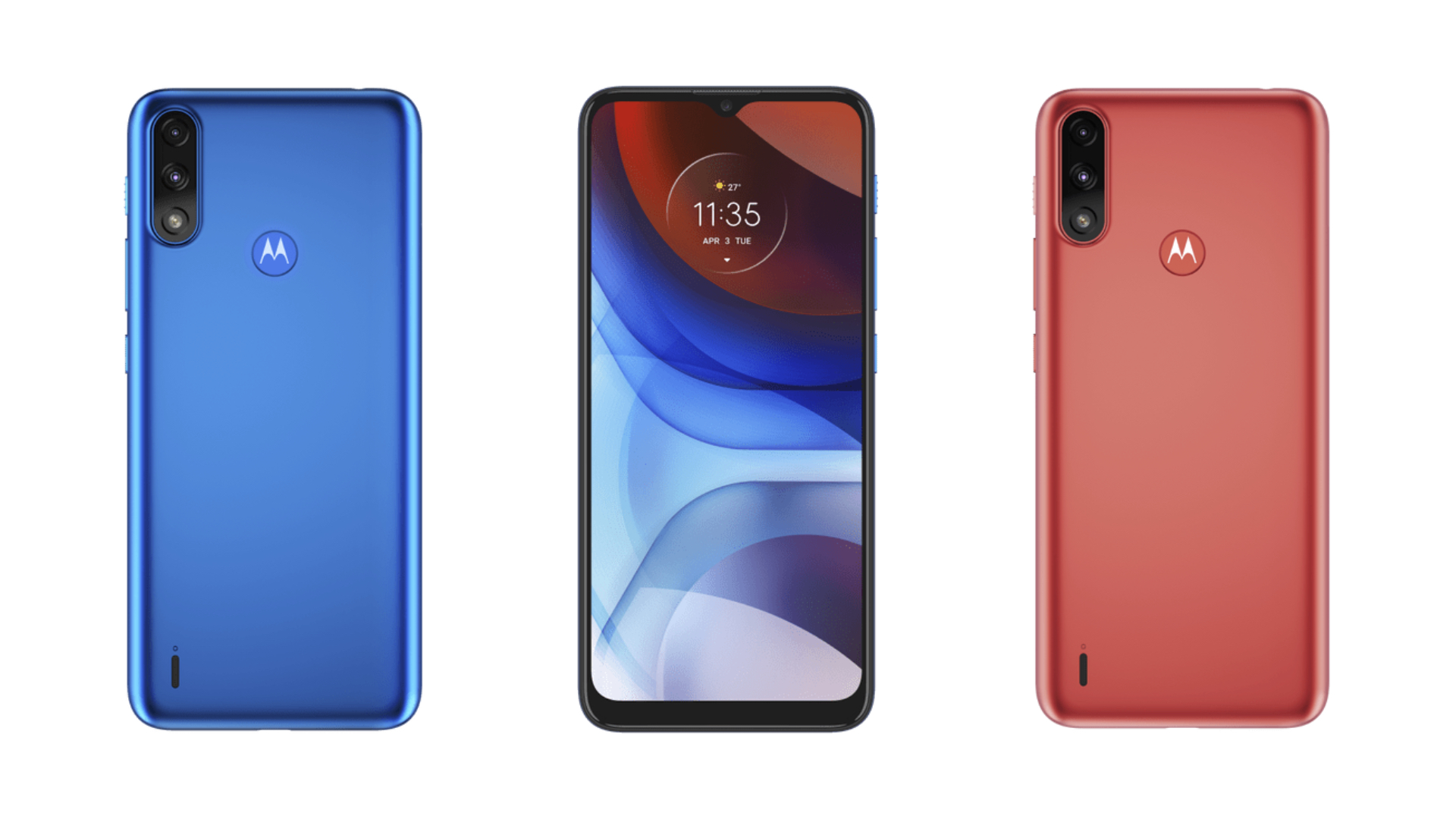 Celulares Motorola E7 Power nar cores azul e vermelho